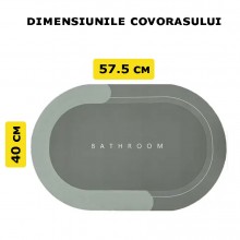 Covor De Baie EDAR, Cu Mesaj "Bathroom", Absorbant, Antiderapant, Material Moale, Curatoare Usoara, 57.5 x 40 cm, Oval, Verde Covor De Baie EDAR, Cu Mesaj "Bathroom", Absorbant, Antiderapant, Material Moale, Curatoare Usoara, 57.5 x 40 cm, Oval, Verde
