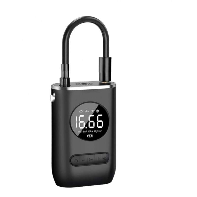 Pompa De Aer SIKS Auto Portabila Electrica, Multifunctionala, 4000 mAh, 120W, Afisaj Digital LCD, Manometru, Lanterna LED, Co...