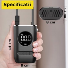 Pompa EDAR De Aer Auto Portabilă Electrică, Multifuncțională, Cu Baterie De 4000 mAh, Putere De 120W, Afișaj Digital LCD Mano...