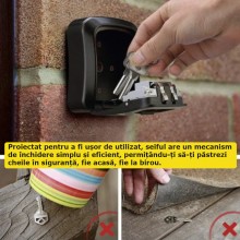 Mini Seif SIKS Metalic Cu Cifru, Pentru Depozitare Chei, Cutie Metalica Pentru Chei, Cifru Mecanic, Negru Mini Seif SIKS Metalic Cu Cifru, Pentru Depozitare Chei, Cutie Metalica Pentru Chei, Cifru Mecanic, Negru