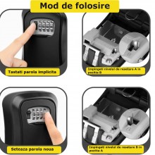 Mini Seif SIKS Metalic Cu Cifru, Pentru Depozitare Chei, Cutie Metalica Pentru Chei, Cifru Mecanic, Negru Mini Seif SIKS Metalic Cu Cifru, Pentru Depozitare Chei, Cutie Metalica Pentru Chei, Cifru Mecanic, Negru