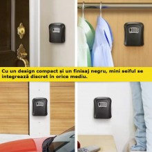 Seif Mini EDAR Metalic Cu Cifru, Pentru Depozitare Chei, Cutie Metalica, Cifru Mecanic, Negru Seif Mini EDAR Metalic Cu Cifru, Pentru Depozitare Chei, Cutie Metalica, Cifru Mecanic, Negru