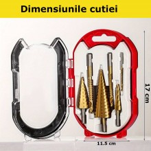 Set De 6 Burghie SIKS Cu Pas HSS titan, 3 Burghie Conice Si 3 Burghie Zimtate, Pentru Folosirea In Trepte Sau Prin Rasucire, ... Set De 6 Burghie SIKS Cu Pas HSS titan, 3 Burghie Conice Si 3 Burghie Zimtate, Pentru Folosirea In Trepte Sau Prin Rasucire, ...