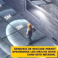Lampa Solara Stradala Sau Gradina SIKS Cu Panou Solar Incorporat, De Exterior, 360 LED SMD, Lumina Neutra, Control Telecomand...
