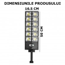 Lampa Solara Stradala Sau Gradina SIKS Cu Panou Solar Incorporat, De Exterior, 360 LED SMD, Lumina Neutra, Control Telecomand...