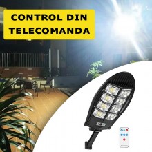 Lampa Solara Stradala Sau Gradina SIKS Cu Panou Solar Incorporat, De Exterior, 240 LED SMD, Lumina Neutra, Control Telecomand...