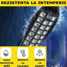 Lampa Solara Stradala Sau Gradina SIKS Cu Panou Solar Incorporat, De Exterior, 520 LED SMD, Lumina Neutra, Control Telecomand...