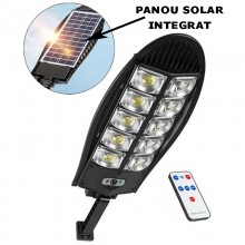 Lampa Solara Stradala Sau Gradina SIKS Cu Panou Solar Incorporat, De Exterior, 300 LED SMD, Lumina Neutra, Control Telecomand...