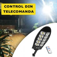 Lampa Solara Stradala Sau Gradina SIKS Cu Panou Solar Incorporat, De Exterior, 300 LED SMD, Lumina Neutra, Control Telecomand...