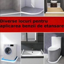 Banda De Etansare SIKS Autoadeziva Groasa Pentru Blat De Bucatarie, Prag Cabina De Dus, Cada, Din Silicon Si Cauciuc Premium,...