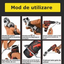 Adaptor EDAR Cu Role Pentru Tăiat Tablă, Aluminiu, Oțel, Cupru Și Fier, Compatibil Cu Bormașină, 1/4", Argintiu