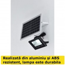 Lampa Solara SIKS De Exterior, Cu Telecomanda, Senzor Lumina Si Panou Solar, Rezistent La Apa IP67, 54 LED SMD, 200W, Usor De...
