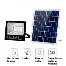 Lampa Solara SIKS De Exterior, Cu Telecomanda, Senzor Lumina Si Panou Solar, Rezistent La Apa IP67, 54 LED SMD, 200W, Usor De...