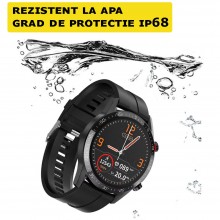 Ceas Smartwatch SIKS, Inteligent, Full Touch, Fitness, Sport, Rezistent La Apa, Functie Smart Numarat Pasi, Unisex, Notificar...