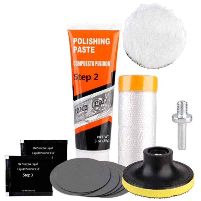 Kit Polish Faruri Auto Profesional SIKS Pentru Reparare Si Restaurare Cu Adaptor De Bormasina Inclus, Format Din Pasta Polish... Kit Polish Faruri Auto Profesional SIKS Pentru Reparare Si Restaurare Cu Adaptor De Bormasina Inclus, Format Din Pasta Polish...