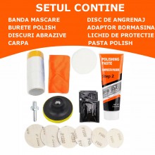 Kit Polish Faruri Auto Profesional SIKS Pentru Reparare Si Restaurare Cu Adaptor De Bormasina Inclus, Format Din Pasta Polish... Kit Polish Faruri Auto Profesional SIKS Pentru Reparare Si Restaurare Cu Adaptor De Bormasina Inclus, Format Din Pasta Polish...