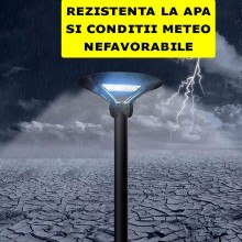 Lampa Solara SIKS Pentru Stalp De Exterior, Stradala Sau Gradina Cu Panou Solar Incorporat, 136 LED-uri Albe Puternice, Telec...