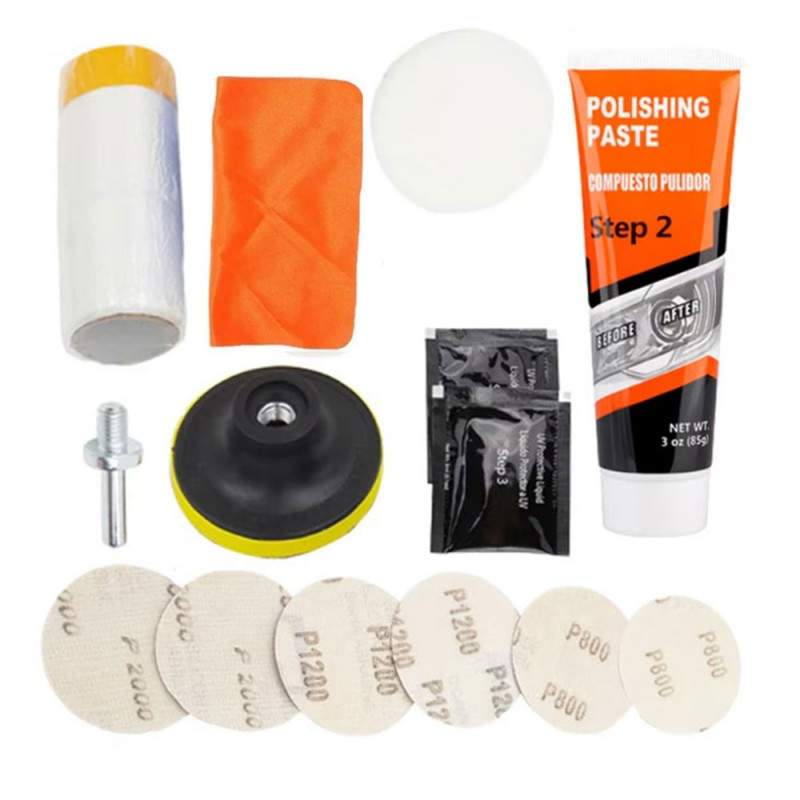 Kit Polish Auto Pentru Faruri EDAR Cu Pasta, Burete Si Discuri Abrazive, Usor Si Rapid De Utilizat, Adaptor Pentru Masina De ... Kit Polish Auto Pentru Faruri EDAR Cu Pasta, Burete Si Discuri Abrazive, Usor Si Rapid De Utilizat, Adaptor Pentru Masina De ...