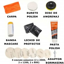 Kit Polish Auto Pentru Faruri EDAR Cu Pasta, Burete Si Discuri Abrazive, Usor Si Rapid De Utilizat, Adaptor Pentru Masina De ... Kit Polish Auto Pentru Faruri EDAR Cu Pasta, Burete Si Discuri Abrazive, Usor Si Rapid De Utilizat, Adaptor Pentru Masina De ...
