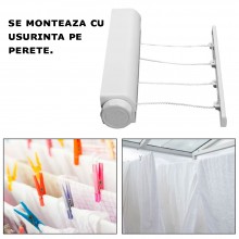 Uscator De Rufe Extensibil EDAR Cu Montare Pe Perete, Retractabil, 4 Sfori, Lungime Maxima 3.2 Metri, Carlige Si Accesorii Mo... Uscator De Rufe Extensibil EDAR Cu Montare Pe Perete, Retractabil, 4 Sfori, Lungime Maxima 3.2 Metri, Carlige Si Accesorii Mo...