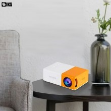 Proiector Video LED SIKS, Mini Portabil, 1080P, Full HD Display True Color, 600 lm, Suport Card, Alb/Galben