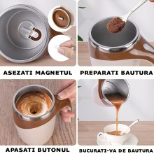 Cana Magnetica Inteligenta EDAR cu Auto-Amestecare, Electrica, USB, Tip Termos, Pentru Cafea, Ceai, Alte Bauturi, Din Otel In... Cana Magnetica Inteligenta EDAR cu Auto-Amestecare, Electrica, USB, Tip Termos, Pentru Cafea, Ceai, Alte Bauturi, Din Otel In...