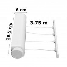 Uscator SIKS De Rufe Retractabil, Extensibil, 5 Sfori De 3, 75 Metri Lungime, Cu Montare Pe Perete, Alb Uscator SIKS De Rufe Retractabil, Extensibil, 5 Sfori De 3, 75 Metri Lungime, Cu Montare Pe Perete, Alb