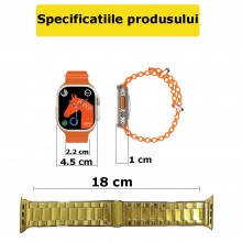Ceas SIKS Smartwatch, Model 24K Gold S9 Ultra Max, Titanium Case, Inteligent, Fitness, Sport, Rezistent Apa, Smart, Notificar...