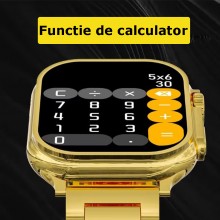 Ceas Smartwatch EDAR, Model 24K Gold S9 Ultra Max, Carcasa Titaniu, Inteligent, Fitness, Rezistent Apa, Smart, Notificari, Wi...
