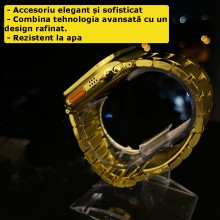 Ceas Smartwatch EDAR, Model 24K Gold S9 Ultra Max, Carcasa Titaniu, Inteligent, Fitness, Rezistent Apa, Smart, Notificari, Wi...