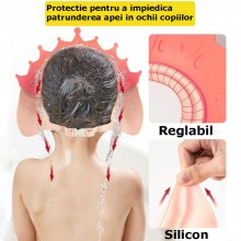 Casca SIKS De Protectie Cap, Ochi Si Urechi Pentru Baie copii, Coroana Reginei/Regelui, Fara Sampon In Ochi, Reglabila, Roz Casca SIKS De Protectie Cap, Ochi Si Urechi Pentru Baie copii, Coroana Reginei/Regelui, Fara Sampon In Ochi, Reglabila, Roz