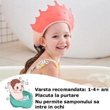 Casca EDAR De Protectie Cap, Ochi Si Urechi Pentru Baie copii, Coroana Reginei/Regelui, Reglabila, Roz
