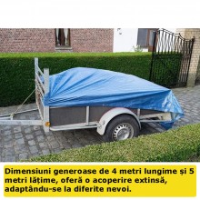 Prelata EDAR cu Inele, protectie UV,Impermeabila, 4 m lungime, latime 5m, Albastru