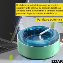 Scrumiera Electrica EDAR Cu Aspiratie Directa, Purificator De Aer Cu Ioni Negativi, Odorizant Pentru Eliminarea Mirosurilor N... Scrumiera Electrica EDAR Cu Aspiratie Directa, Purificator De Aer Cu Ioni Negativi, Odorizant Pentru Eliminarea Mirosurilor N...