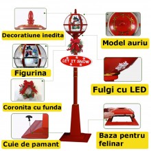 Felinar SIKS Decorativ De Craciun, Cu Om De Zapada, Zapada Artificiala, Placuta Let Is Snow, Utilizare In Interior sau Exteri...