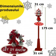 Felinar SIKS Decorativ De Craciun, Cu Om De Zapada, Zapada Artificiala, Placuta Let Is Snow, Utilizare In Interior sau Exteri...
