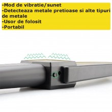 Detector De Metale SIKS, Portabil, Vibratie, Alarma, Impermeabil, Scanare 360°, LED, Detectie Aur Si Argint, Metale, Pentru C...