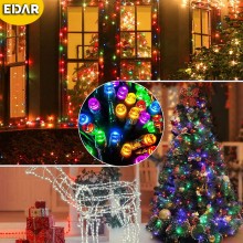Instalatie De Craciun Cu Alimentare Solara EDAR, Ideala Pentru Exterior, Rezistenta La Conditii Meteo Instabile, Lungime 10 M...
