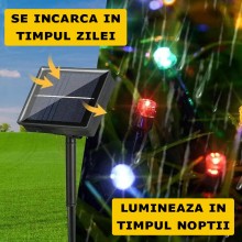 Instalatie De Craciun Cu Alimentare Solara EDAR, Ideala Pentru Exterior, Rezistenta La Conditii Meteo Instabile, Lungime 10 M...