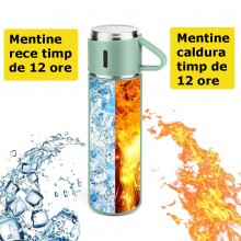 Set Sticla Termos Din Inox EDAR Cu 2 Cani Extra, Perete Dublu, Inchidere Ermetica, Rezistent la Rugina/Scurgeri, 500 ml, Verde Set Sticla Termos Din Inox EDAR Cu 2 Cani Extra, Perete Dublu, Inchidere Ermetica, Rezistent la Rugina/Scurgeri, 500 ml, Verde
