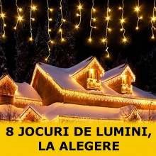 Ghirlanda Luminoasa Tip Franjuri EDAR, Instalatie De Craciun Perdea Pentru Exterior/Interior, 15m, Fir Alb, Alb Cald, Flash, ... Ghirlanda Luminoasa Tip Franjuri EDAR, Instalatie De Craciun Perdea Pentru Exterior/Interior, 15m, Fir Alb, Alb Cald, Flash, ...