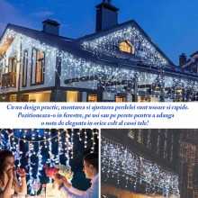 Ghirlanda Luminoasa Tip Franjuri EDAR, Instalatie De Craciun Perdea Pentru Exterior/Interior, 8m, Fir Alb, Alb Rece, Flash, I... Ghirlanda Luminoasa Tip Franjuri EDAR, Instalatie De Craciun Perdea Pentru Exterior/Interior, 8m, Fir Alb, Alb Rece, Flash, I...