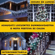 Ghirlanda Luminoasa Tip Franjuri EDAR, Instalatie De Craciun Perdea Pentru Exterior/Interior, 8m, Fir Alb, Alb Rece, Flash, I... Ghirlanda Luminoasa Tip Franjuri EDAR, Instalatie De Craciun Perdea Pentru Exterior/Interior, 8m, Fir Alb, Alb Rece, Flash, I...