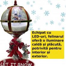 Felinar EDAR Decorativ De Craciun, Cu Om De Zapada, Zapada Artificiala, Placuta Let Is Snow, Pentru Interior sau Exterior, LE...