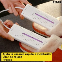 Uscator Electric EDAR pentru Incaltaminte, 2 Capete pentru Uscare Rapida, Sterilizare UV, cu USB, pentru Pantofi, Bocanci, Gh...