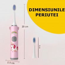 Periuta De Dinti Electrica SIKS Pentru Copii, 1 Treapta Intensitate, Peri Moi, Rezistenta La Apa, Model Unicorn, Cu Baterie, Roz Periuta De Dinti Electrica SIKS Pentru Copii, 1 Treapta Intensitate, Peri Moi, Rezistenta La Apa, Model Unicorn, Cu Baterie, Roz