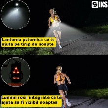 Lanterna SIKS Led Pentru Alergare, Cu Ham Elastic, 1800 mAh, LED, 180 Lumeni, 2 Moduri Iluminare, Reincarcabila, USB Inclus, ...
