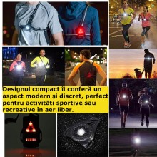Lanterna SIKS Led Pentru Alergare, Cu Ham Elastic, 1800 mAh, LED, 180 Lumeni, 2 Moduri Iluminare, Reincarcabila, USB Inclus, ...