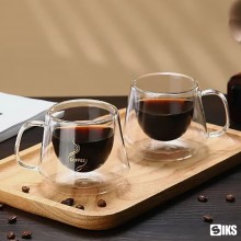 Set 2 Cani Din Sticla SIKS, Cu Pereti Dubli, Termorezistente, Pentru Ceai , Cafea , Latte , Cappuccino, Capacitate 200 ML, Tr...
