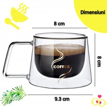 Set 2 Cani Din Sticla SIKS, Cu Pereti Dubli, Termorezistente, Pentru Ceai , Cafea , Latte , Cappuccino, Capacitate 200 ML, Tr... Set 2 Cani Din Sticla SIKS, Cu Pereti Dubli, Termorezistente, Pentru Ceai , Cafea , Latte , Cappuccino, Capacitate 200 ML, Tr...